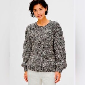 Gap chunky cable knit crew neck sweater, grey blend, sz XS